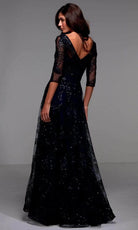 Alyce Paris - Lace Quarter Sleeve Evening Dress 27494 - back view