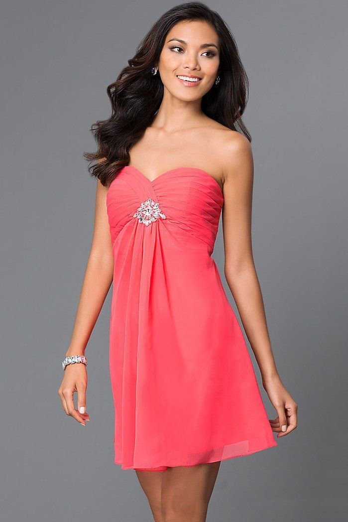 Alyce Paris - Strapless Pleated Empire Cocktail Dress 3676 - designer prom dress at Silhouette Dresses