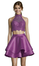 Alyce Paris Two Piece Halter Lace Mikado Cocktail Dress 3735 - detail view
