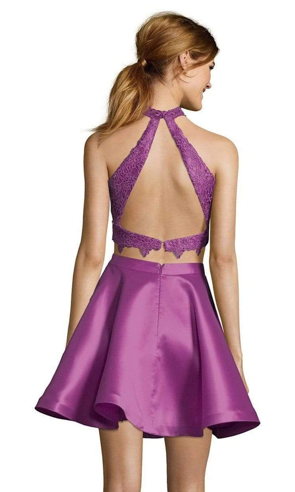 Alyce Paris Two Piece Halter Lace Mikado Cocktail Dress 3735 - view 5