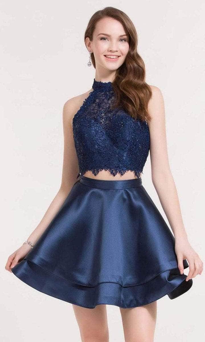 Alyce Paris Two Piece Halter Lace Mikado Cocktail Dress 3735 - view 4
