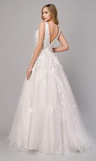 Andrea and Leo - A1028W Plunging Neck Floral Wedding Dress