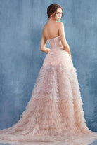 Andrea and Leo - A0767 Sweetheart Ruffled Ballgown - back view