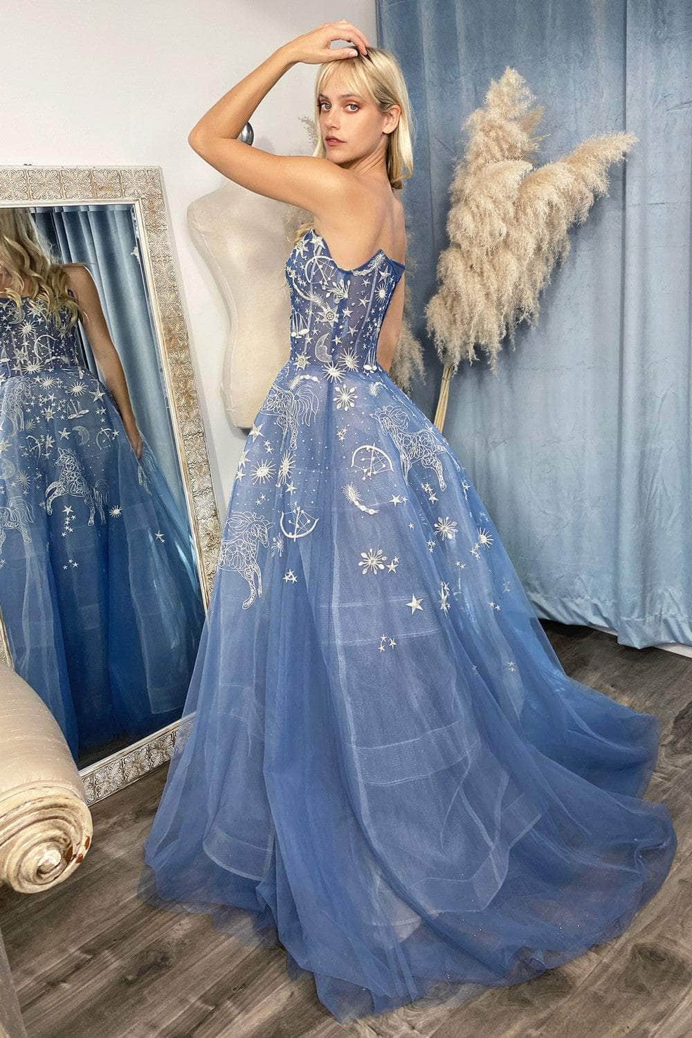 Andrea and Leo - A0890 Scoop Neck Dreamy Designed Simple Prom Dress - back view