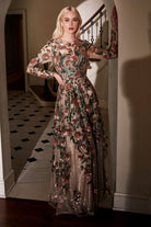 Andrea and Leo - A0926 Floral Sequined A-Line Gown - view 4