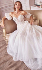 Andrea and Leo - A1014 Off Shoulder Puff Bridal Gown - detail view