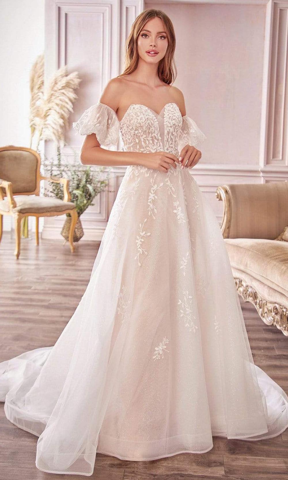 Andrea and Leo - A1014 Off Shoulder Puff Bridal Gown - designer wedding dress at Silhouette Dresses