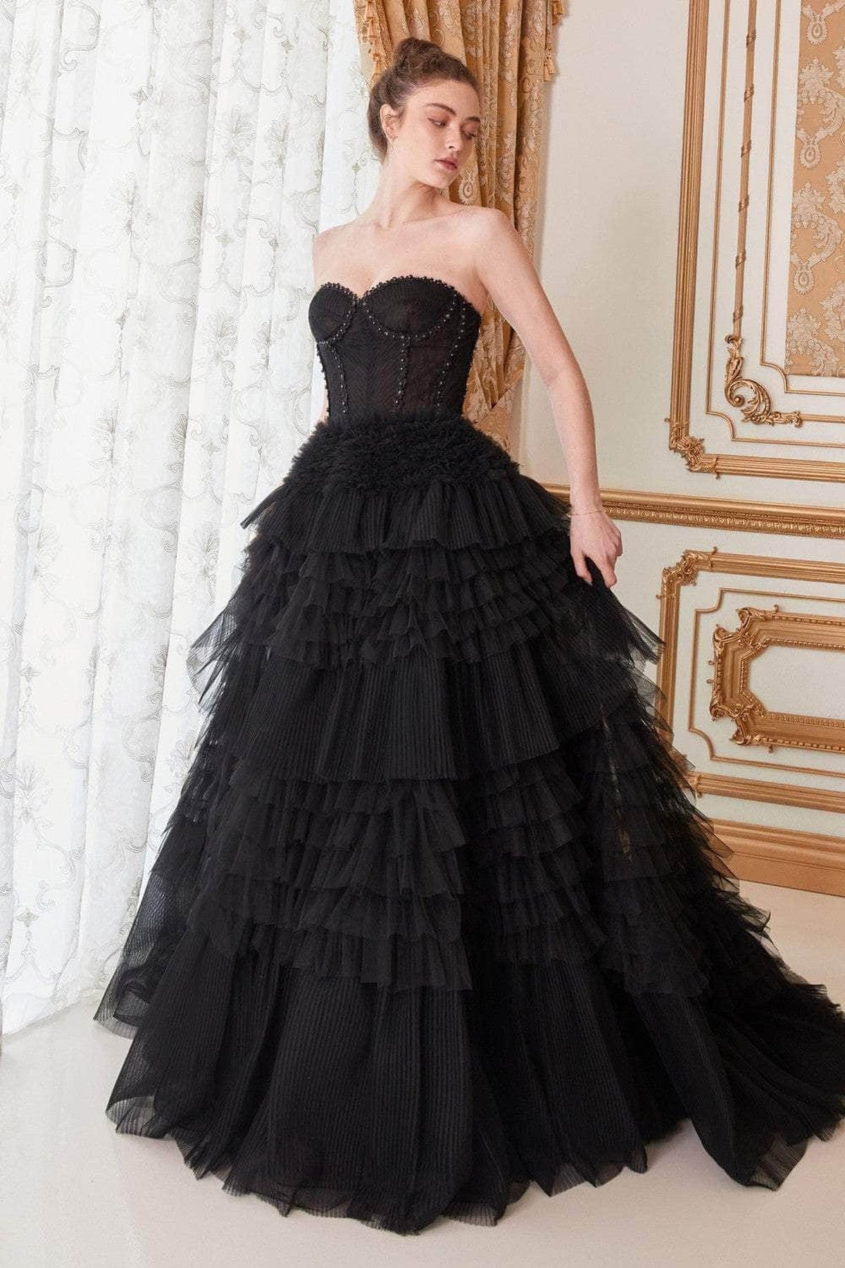 Andrea and Leo - A1017 Strapless Pleat And Tiered Ballgown