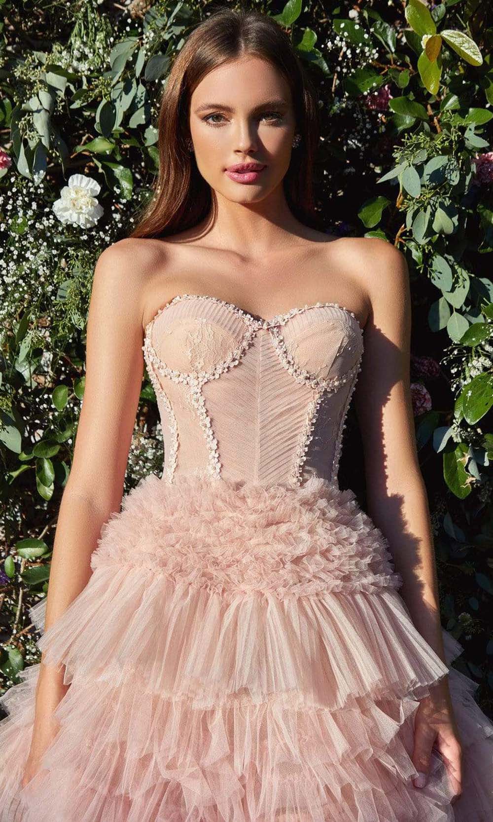Andrea and Leo - A1017 Strapless Pleat And Tiered Ballgown - view 7