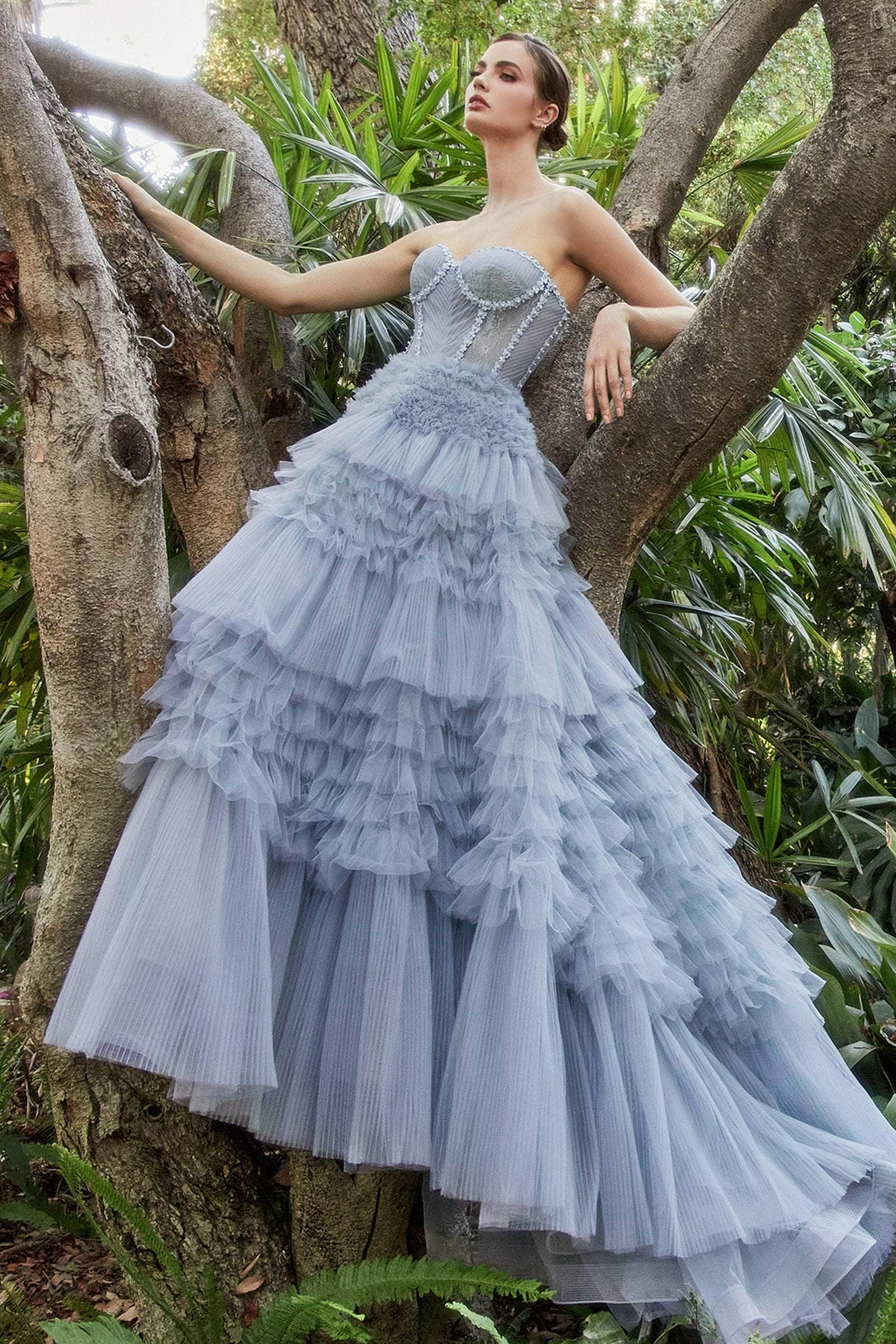 Andrea and Leo - A1017 Strapless Pleat And Tiered Ballgown - view 10
