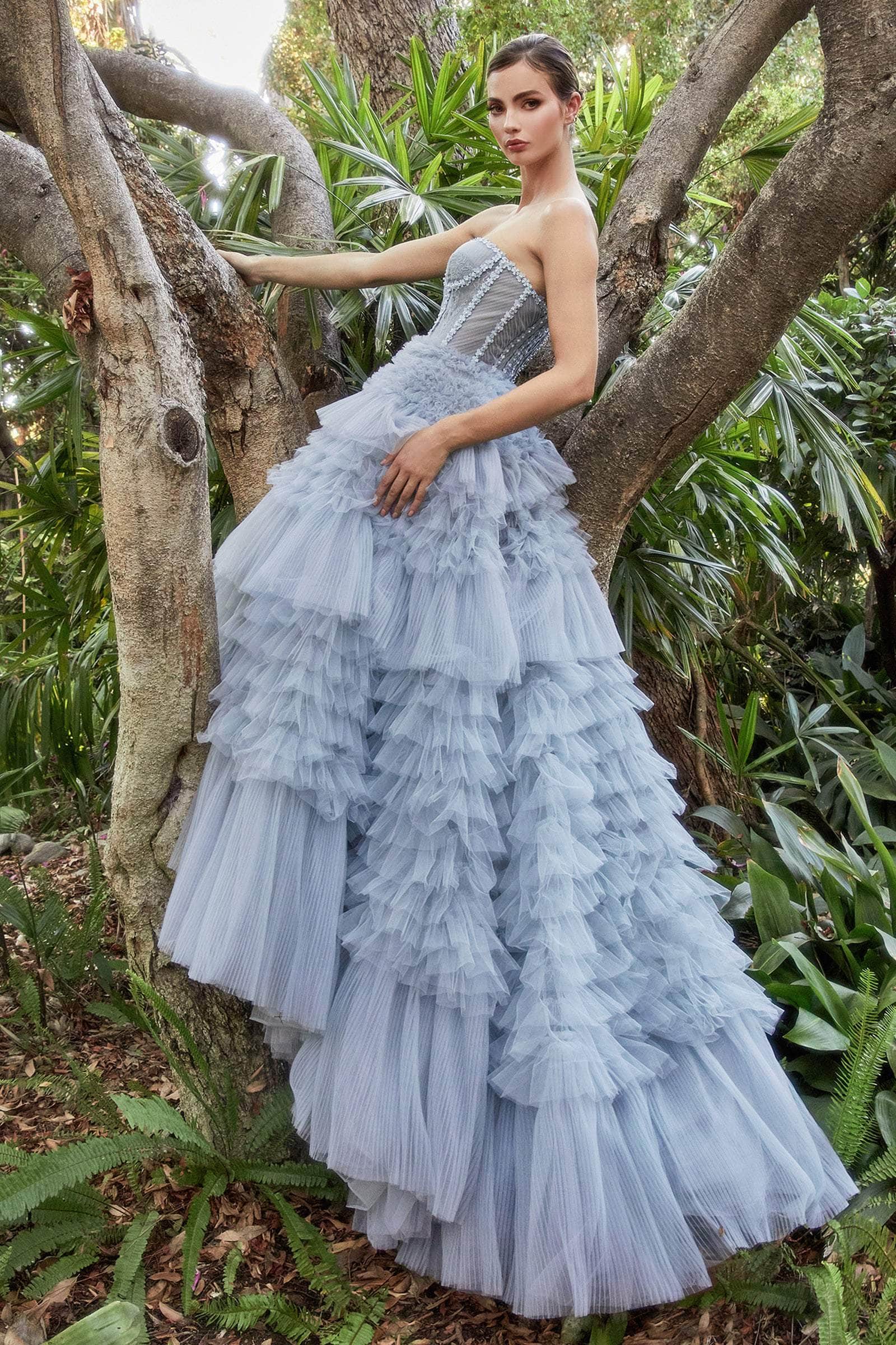 Andrea and Leo - A1017 Strapless Pleat And Tiered Ballgown - view 8