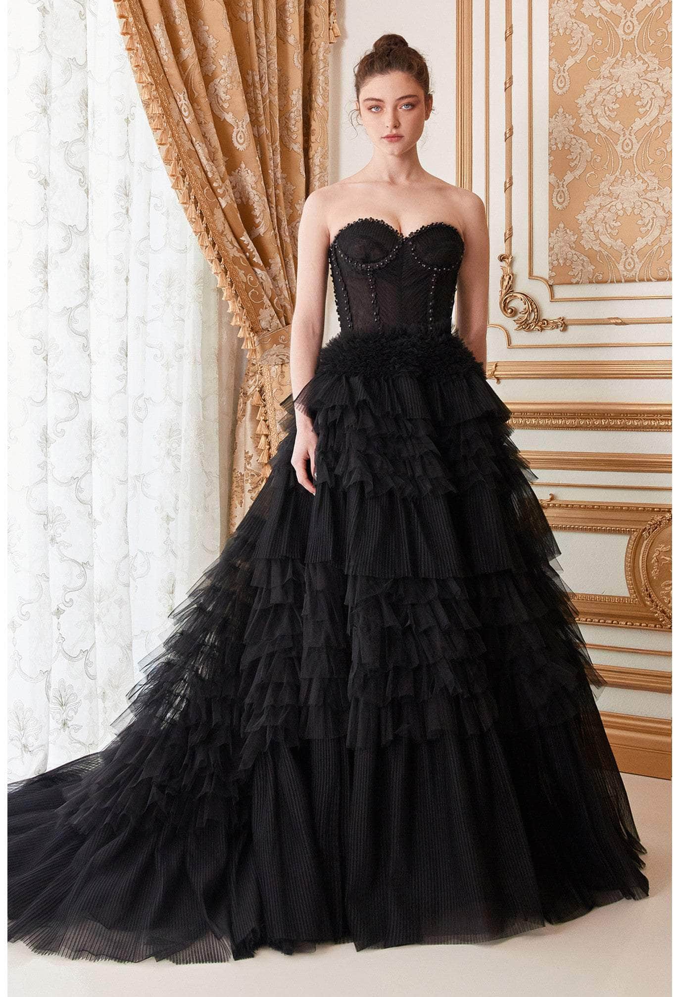 Andrea and Leo - A1017 Strapless Pleat And Tiered Ballgown - view 4