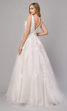 Andrea and Leo - A1028W Plunging Neck Floral Wedding Dress - back view