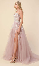 Andrea and Leo - A1029 Strapless Corseted Tulle Simple Prom Gown - detail view