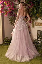 Andrea and Leo - A1029 Strapless Corseted Tulle Simple Prom Gown - view 5