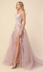 Andrea and Leo - A1029 Strapless Corseted Tulle Simple Prom Gown