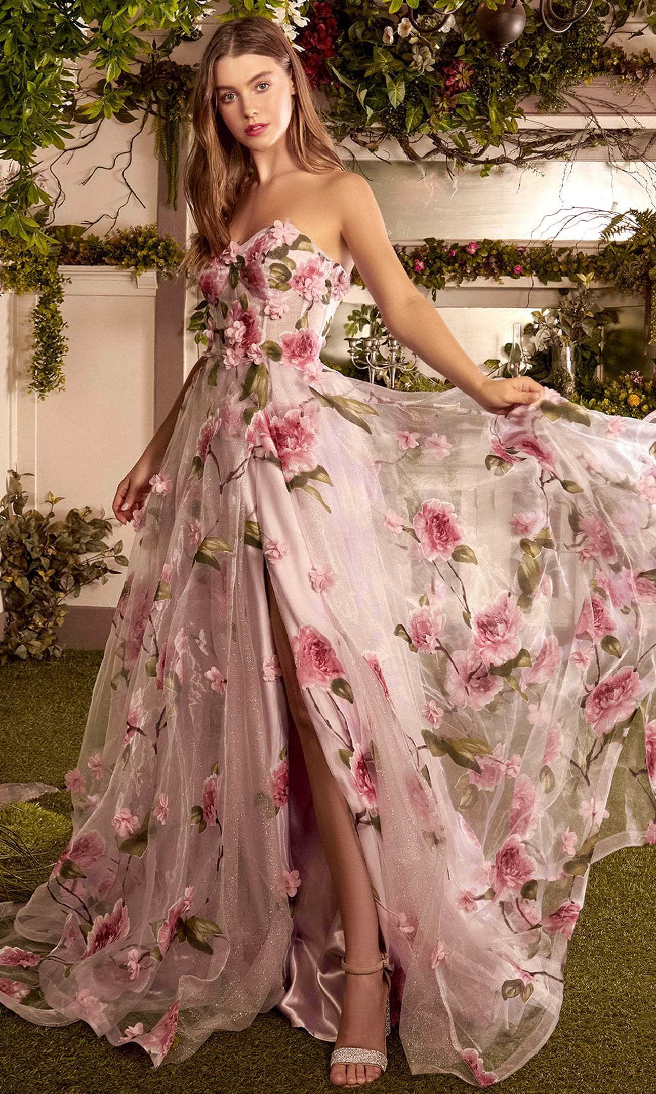 Andrea and Leo A1035 - Floral Applique Organza Prom Dress - back view