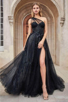 Andrea and Leo A1053 - Applique Plus Size Prom Dress with Slit - designer prom dress at Silhouette Dresses