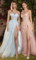 Andrea and Leo A1053 - Applique Plus Size Prom Dress with Slit - view 6