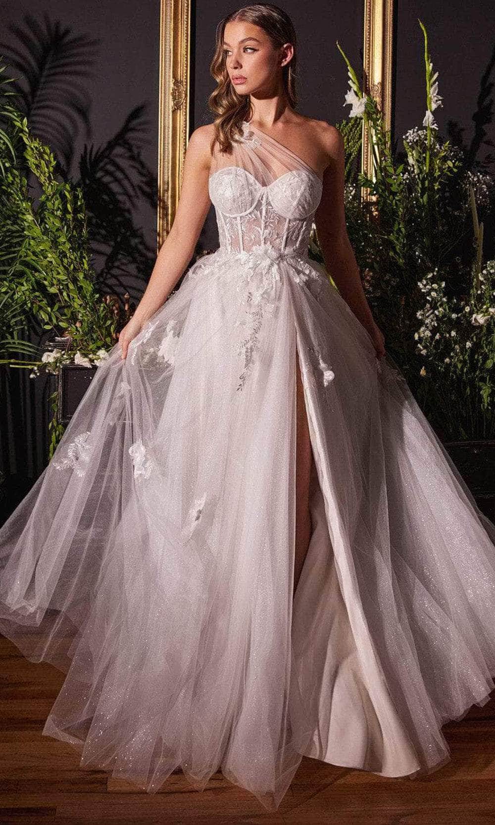 Andrea and Leo A1053W - One Shoulder Corset Bridal Gown - detail view