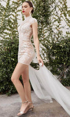 Andrea and Leo A1066 - Halter Beaded A-Line Dress - detail view