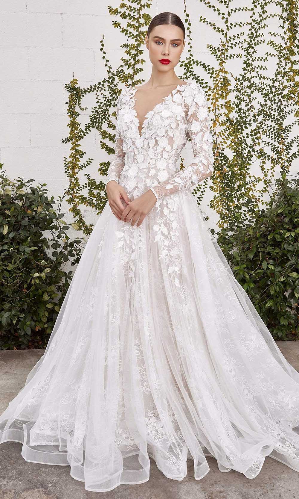 Andrea and Leo - A1067W Floral Applique Lace Bridal Gown - designer wedding dress at Silhouette Dresses