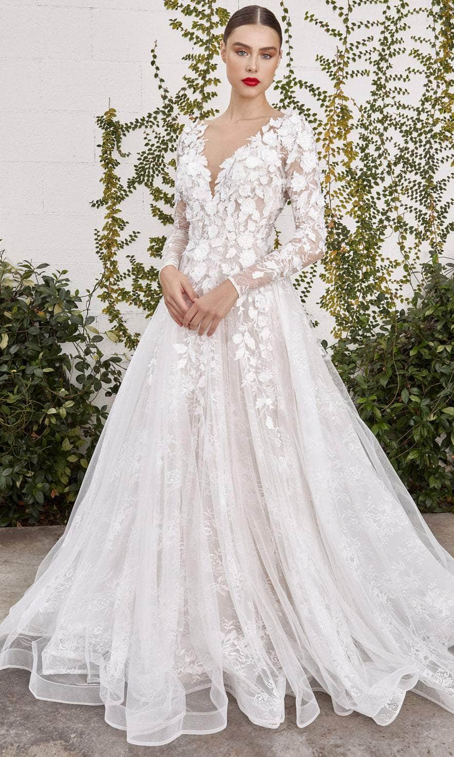 Andrea and Leo A1067WC - Applique Long Sleeve Bridal Gown - designer wedding dress at Silhouette Dresses