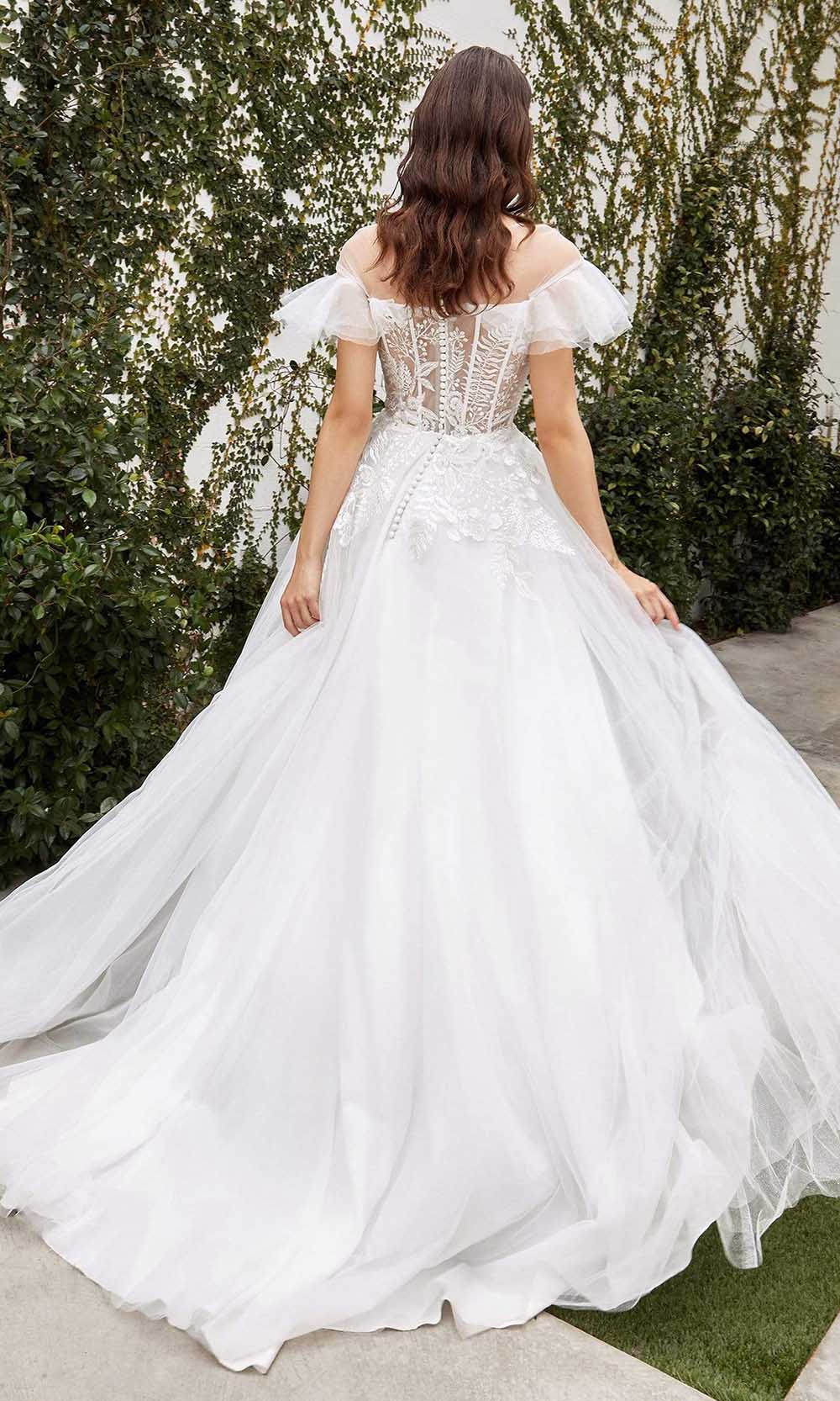 Andrea and Leo - A1070W Ruffle Ornate Corset Bridal Gown - back view