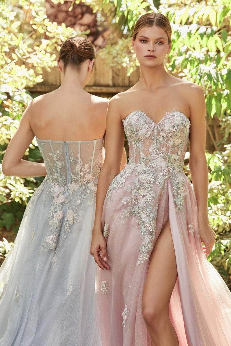 Andrea and Leo A1089 - Floral Corset Tulle Prom Dress - designer prom dress at Silhouette Dresses