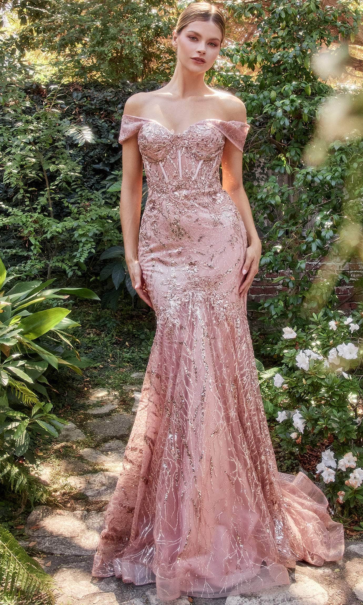Andrea and Leo A1107 - Embroidered Off Shoulder Prom Dress - Silhouette Dresses