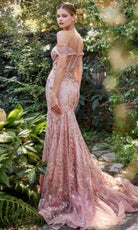 Andrea and Leo A1107 - Embroidered Off Shoulder Prom Dress - back view