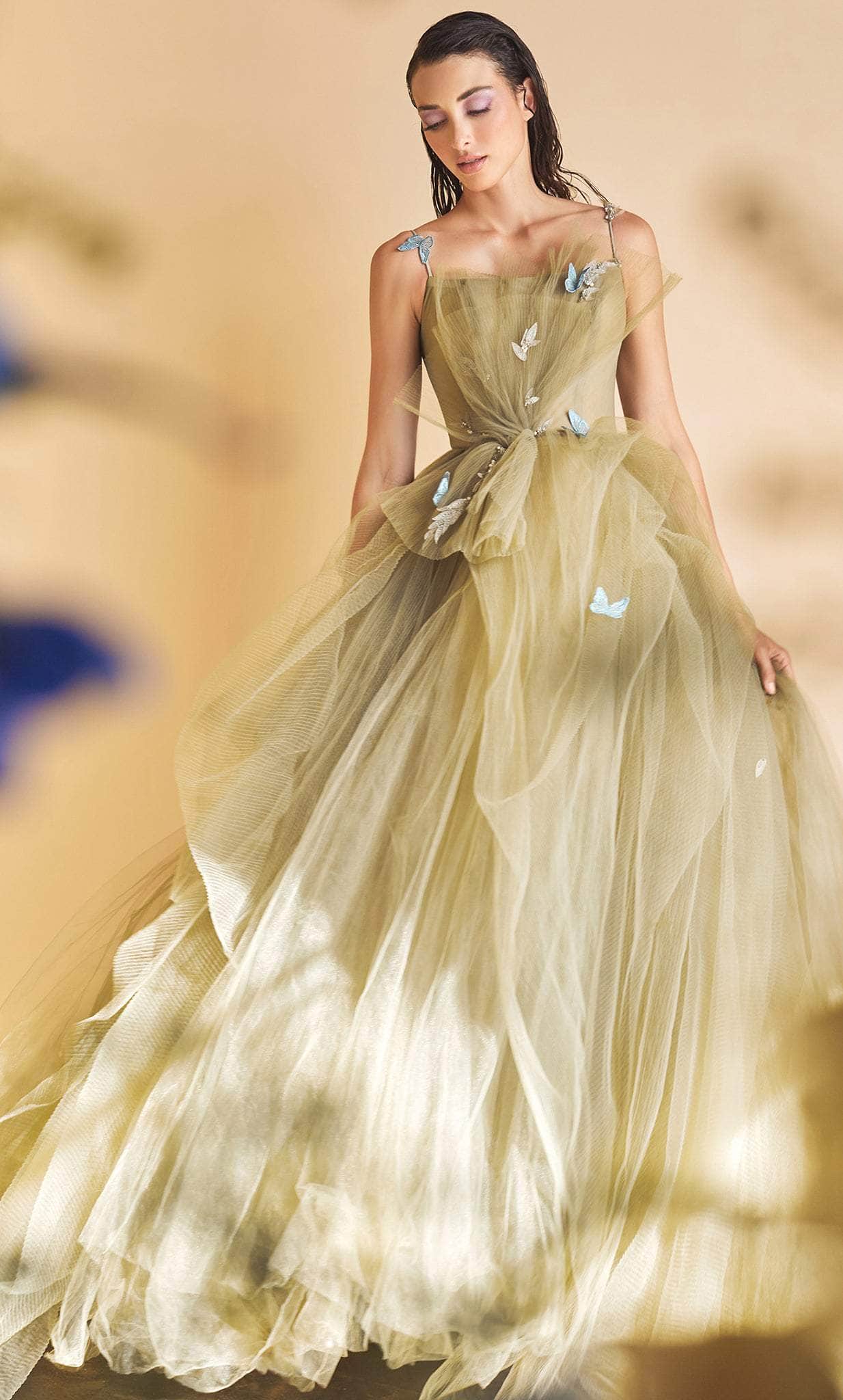 Andrea and Leo A1113 - Sleeveless Spaghetti Strap Ballgown - Silhouette Dresses