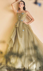 Andrea and Leo A1113 - Sleeveless Spaghetti Strap Ballgown - back view