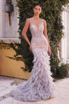 Andrea and Leo A1116 - Sleeveless Feathered Mermaid Classic Prom Gown