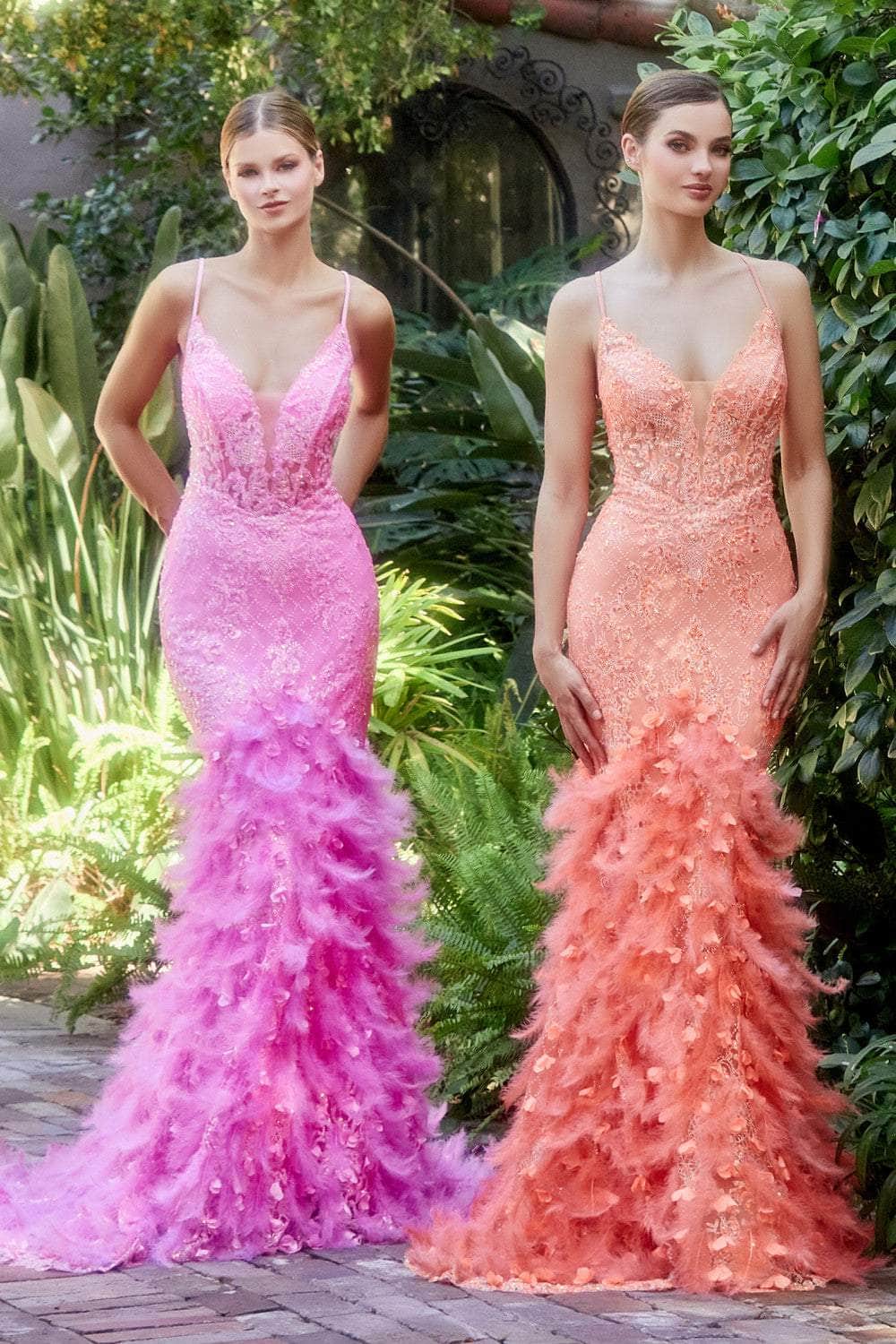 Andrea and Leo A1116 - Sleeveless Feathered Mermaid Classic Prom Gown - view 8