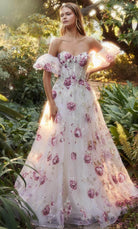 Andrea and Leo A1133 - Strapless Floral Printed Ballgown - designer ball gown at Silhouette Dresses