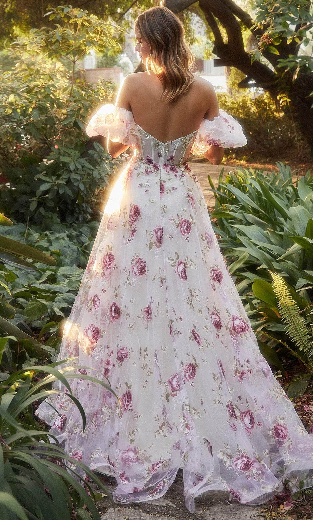 Andrea and Leo A1133 - Strapless Floral Printed Ballgown - back view