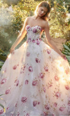 Andrea and Leo A1133 - Strapless Floral Printed Ballgown - detail view