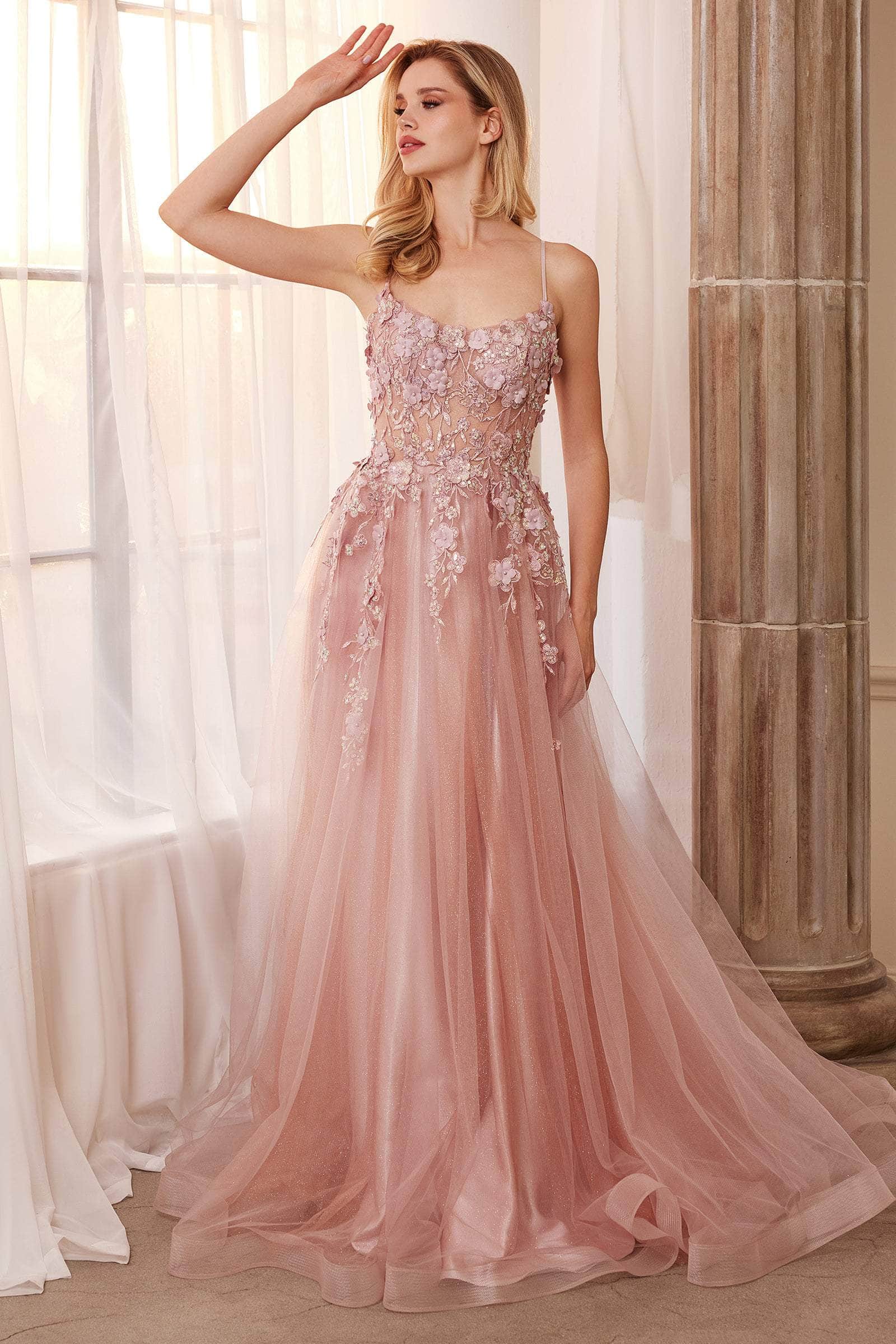 Andrea and Leo A1142 - Scoop Floral Appliqued Prom Gown - view 7