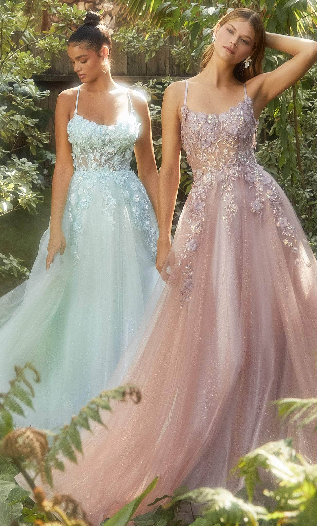 Andrea and Leo A1142 - Scoop Floral Appliqued Prom Gown - Silhouette Dresses