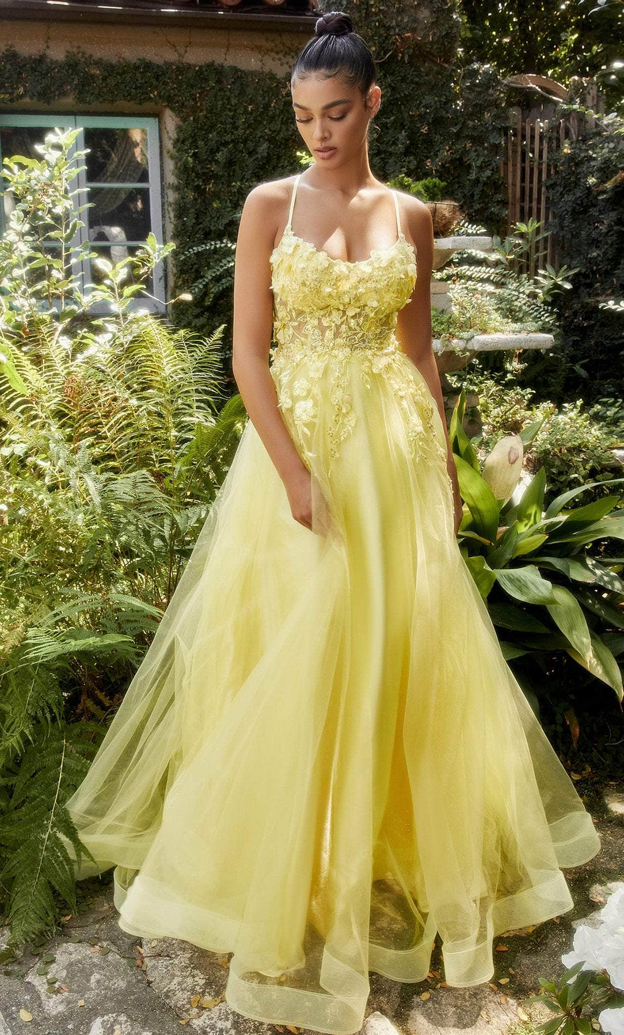 Andrea and Leo A1142 - Scoop Floral Appliqued Prom Gown - view 12