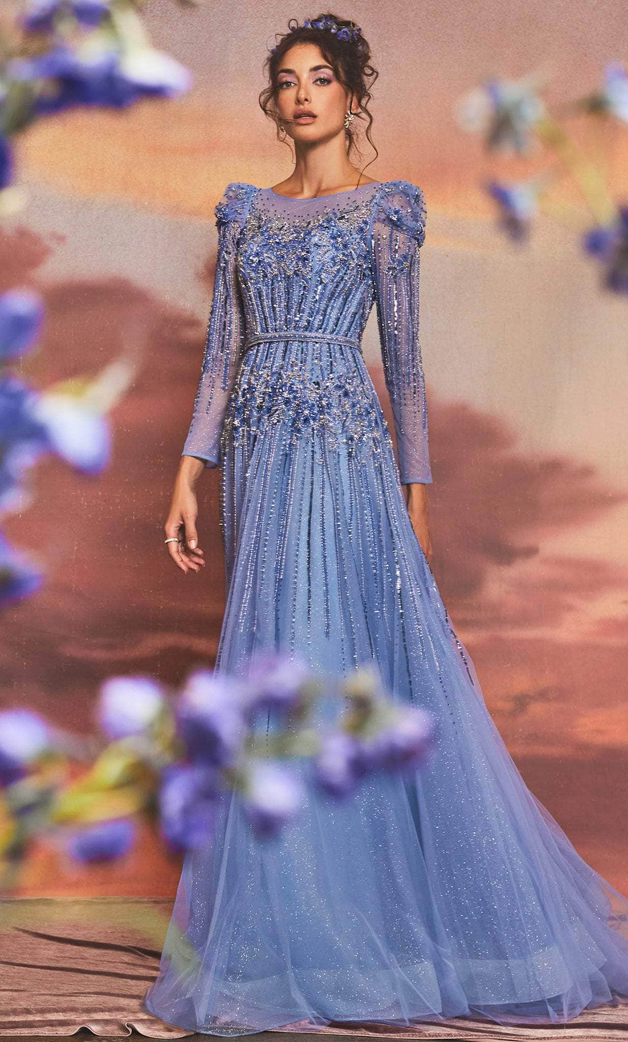 Andrea and Leo A1167 - Highly Embellished Long Sleeved Dress - Silhouette Dresses