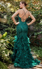 Andrea and Leo A1171 - Feather-Detailed Trumpet Evening Dress