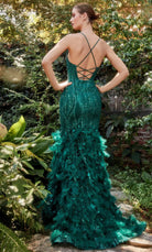 Andrea and Leo A1171 - Feather-Detailed Trumpet Evening Dress - back view