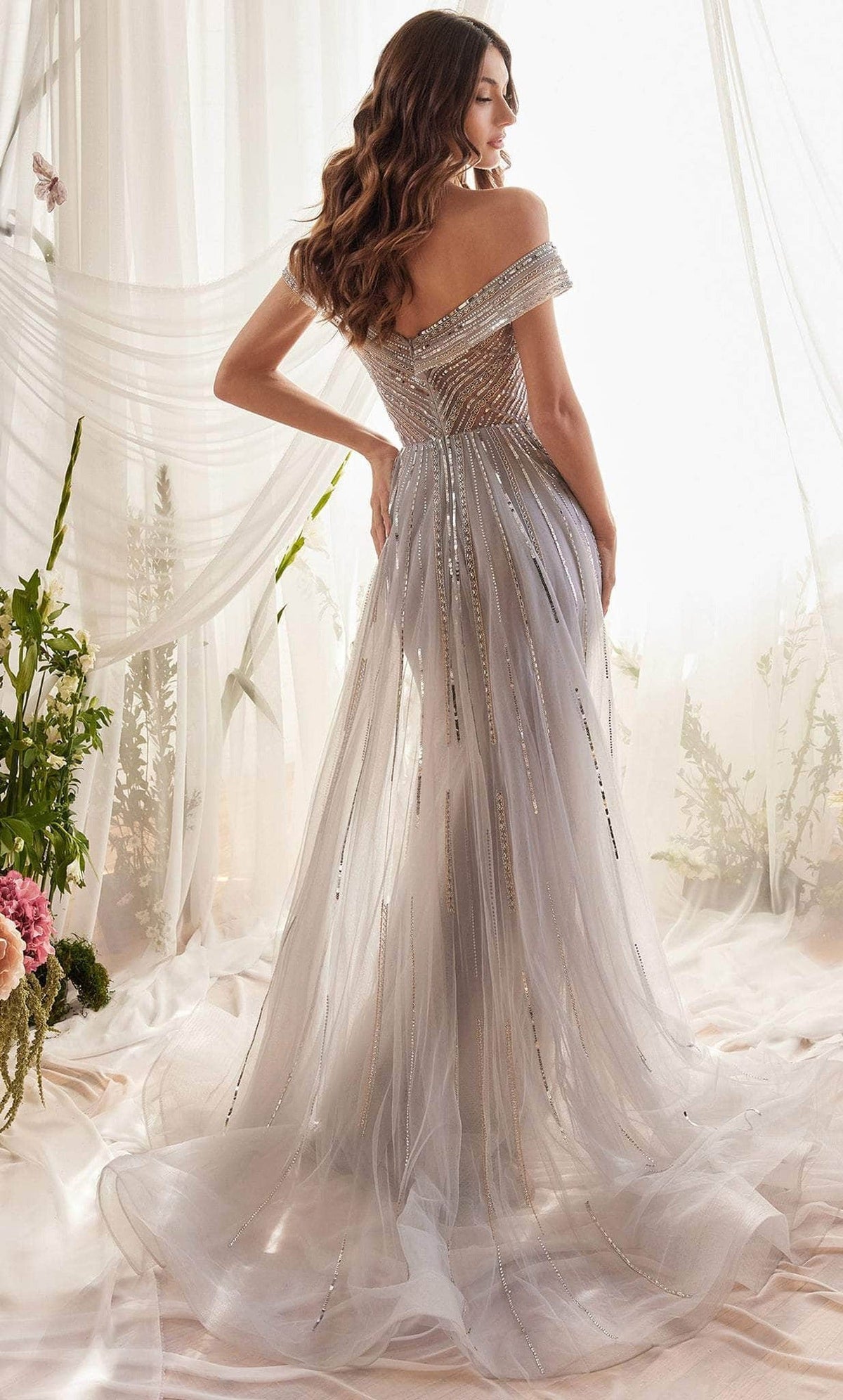 Andrea and Leo A1182 - Off Shoulder Sequined Evening Gown