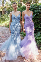 Andrea and Leo A1201 - Floral Appliqued Lace-Up Prom Gown - view 6