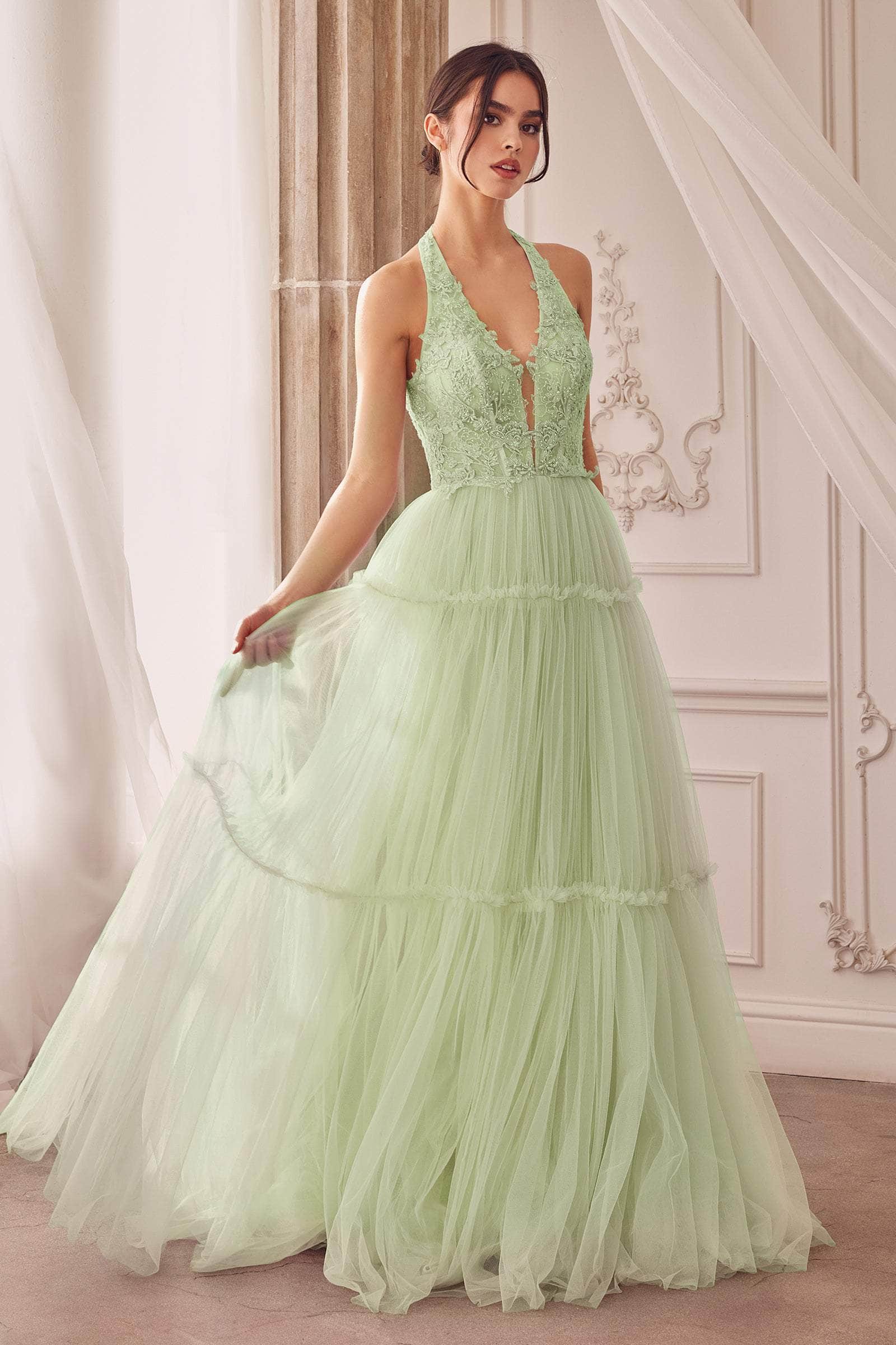 Andrea and Leo A1206 - Embroidered Halter Prom Dress - view 7