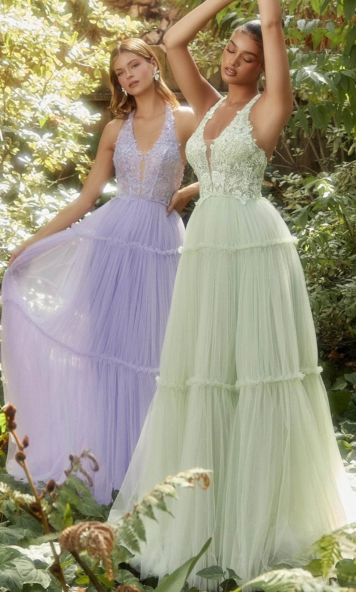 Andrea and Leo A1206 - Embroidered Halter Prom Dress - Silhouette Dresses