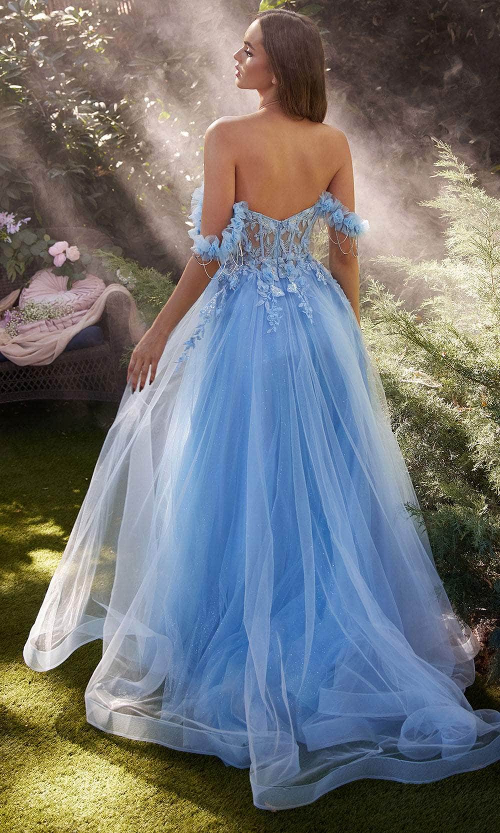 Andrea and Leo A1237 - Floral Off Shoulder Gown - detail view