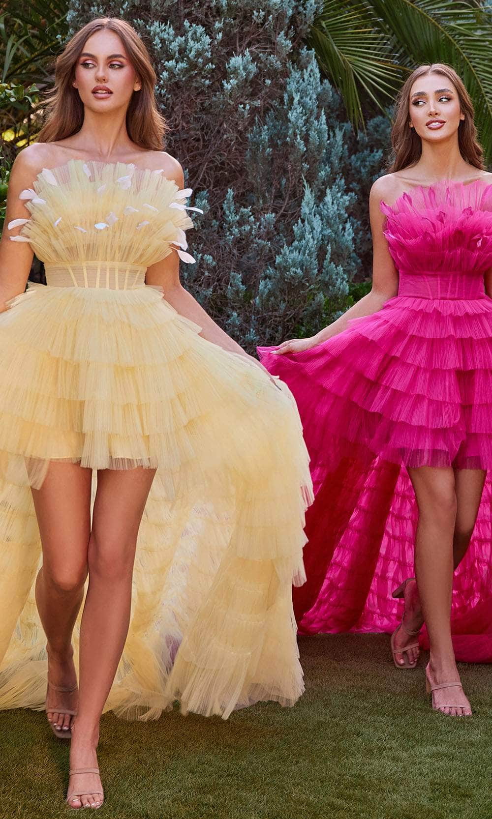 Andrea and Leo A1240 - Feathered A-Line Gown - detail view